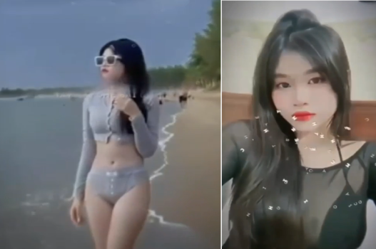 Kim Anh trên bãi biển bị lôi cuốn bởi hơi thở nóng bỏng